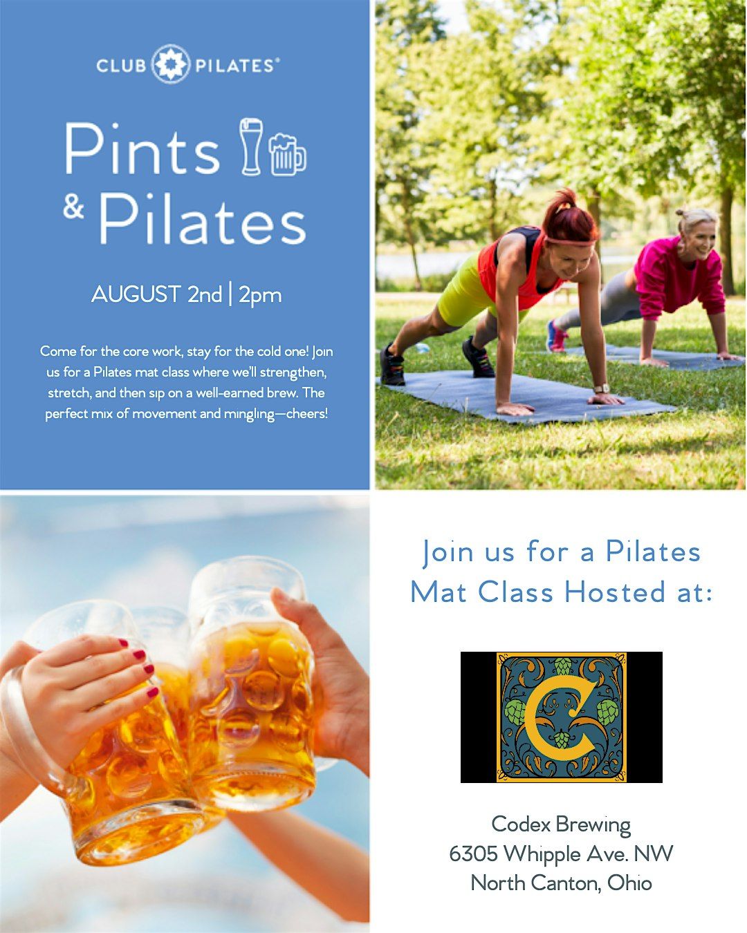 Pilates & Pints - Club Pilates x Codex Brewing, 2 August | Event in North Canton | AllEvents
