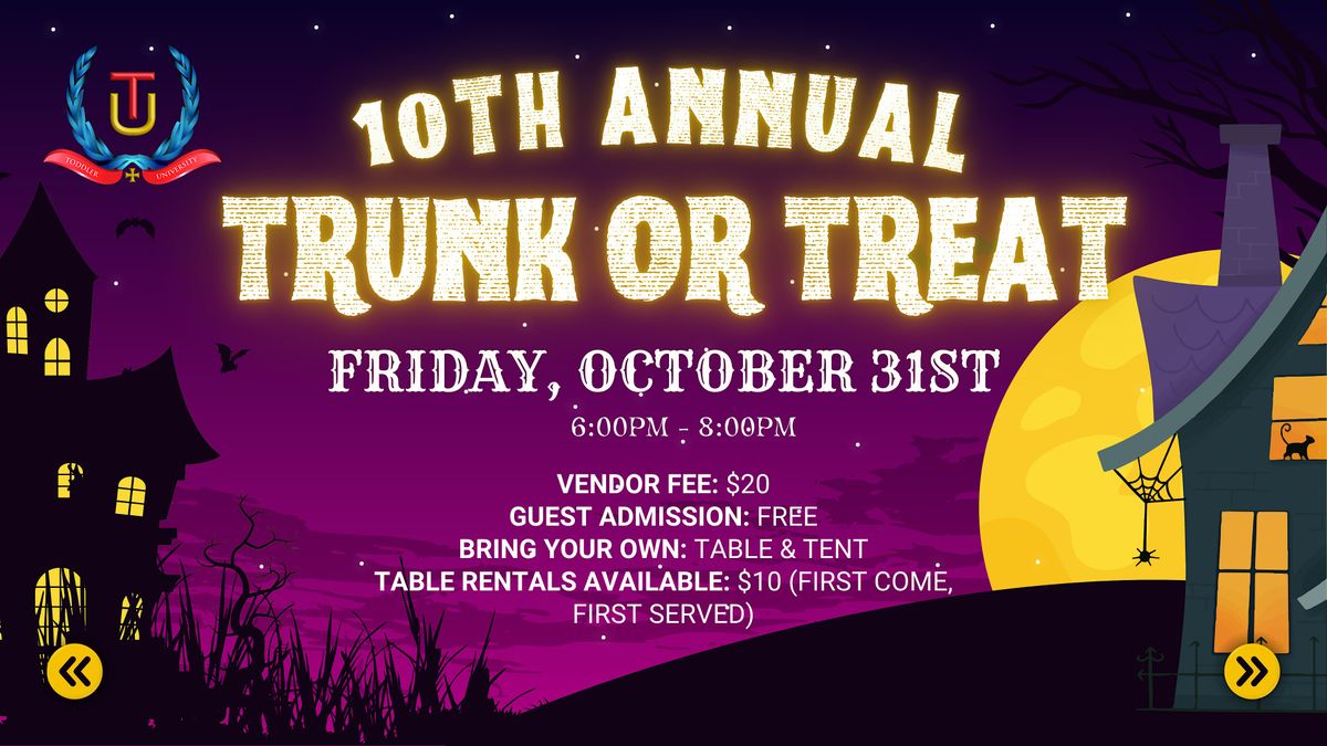 Toddler University’s 10th Annual Trunk or Treat, 31 October | Event in Smyrna | AllEvents