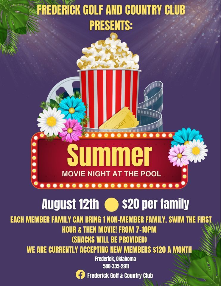 Movie night at the pool , Frederick Golf, Country Club & Restaurant