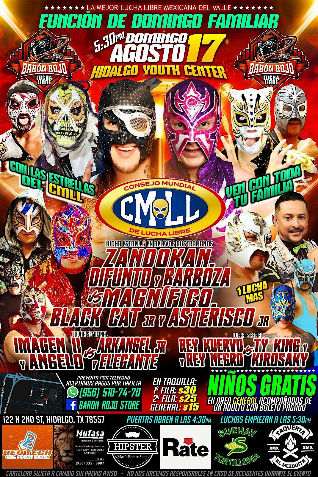 DOMINGO FAMILIAR DE LUCHA LIBRE, 17 August | Event in Hidalgo | AllEvents