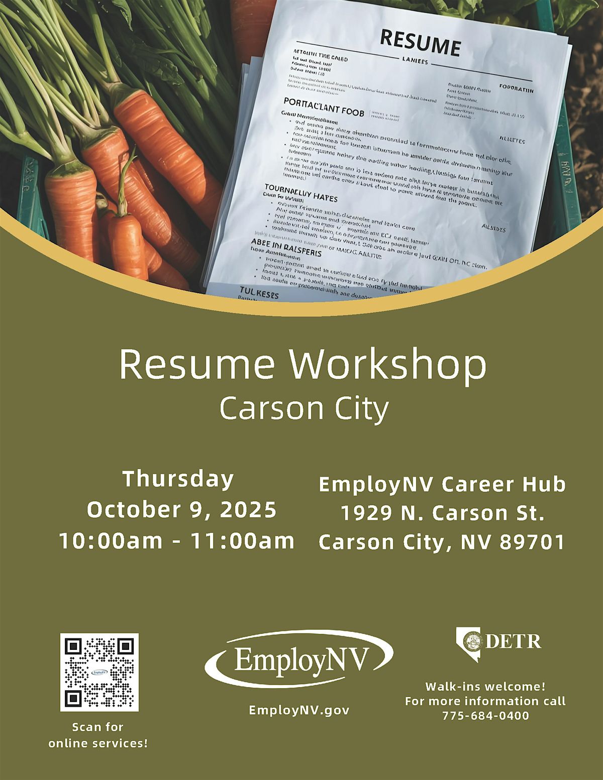 Resume Workshop, 9 October | Event in Carson City | AllEvents