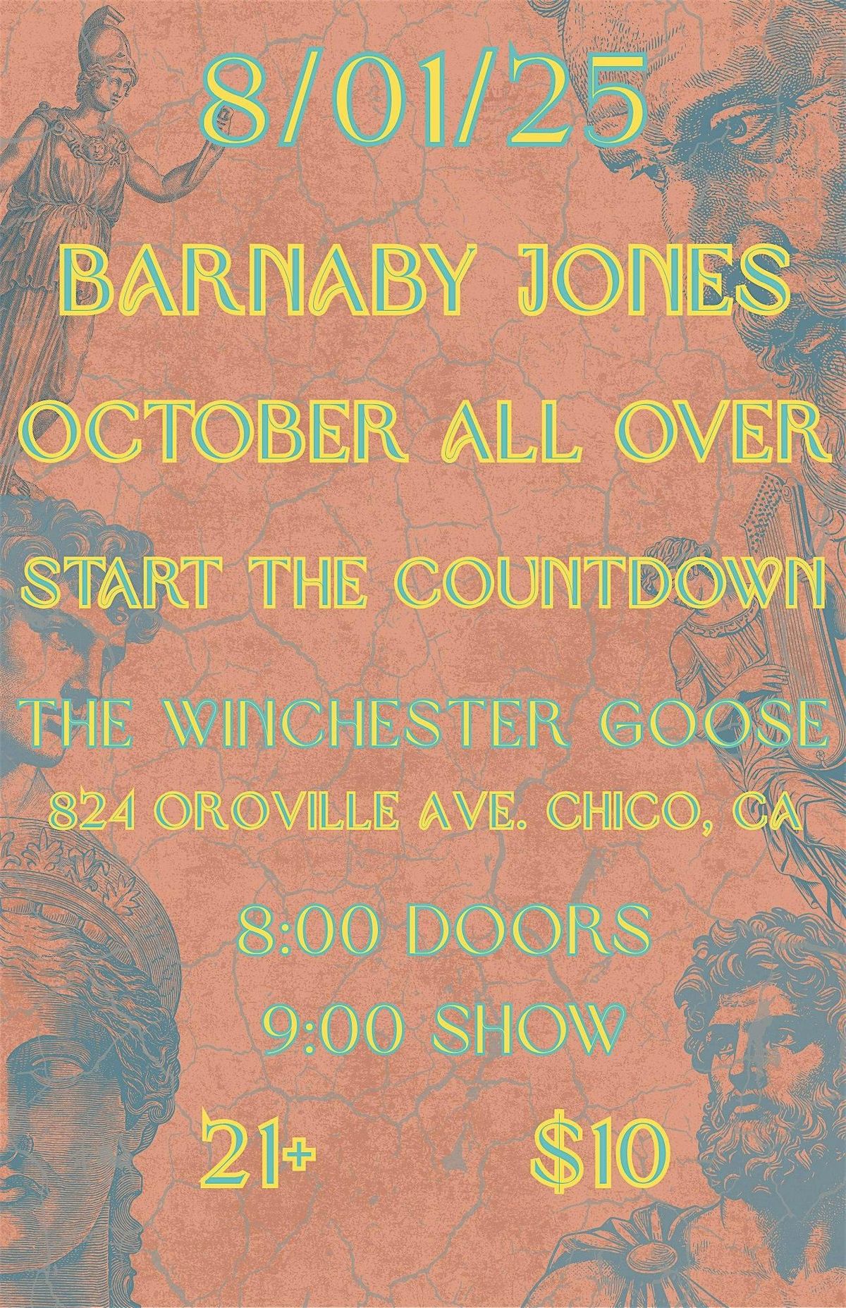 Barnaby Jones, October All Over, Start The Countdown, 1 August | Event in Chico | AllEvents