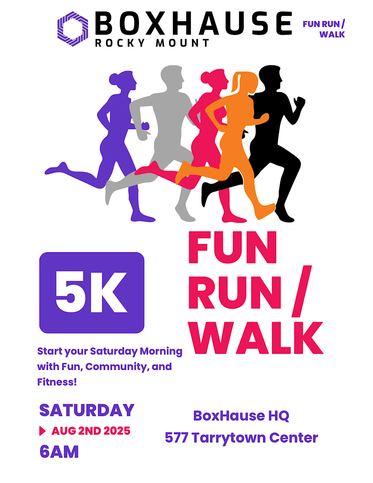 August BoxHause Monthly 5k Fun Run/Walk at HQ, 2 August | Event in Rocky Mount | AllEvents