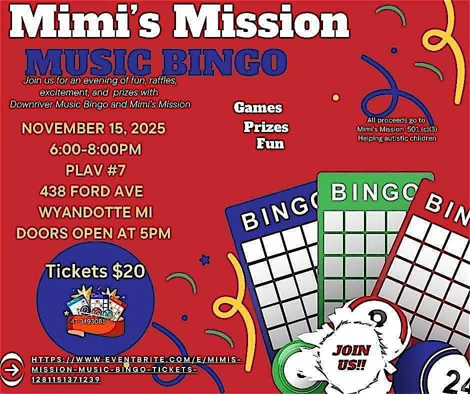 Mimi's Mission  Music Bingo, 15 November | Event in Wyandotte | AllEvents