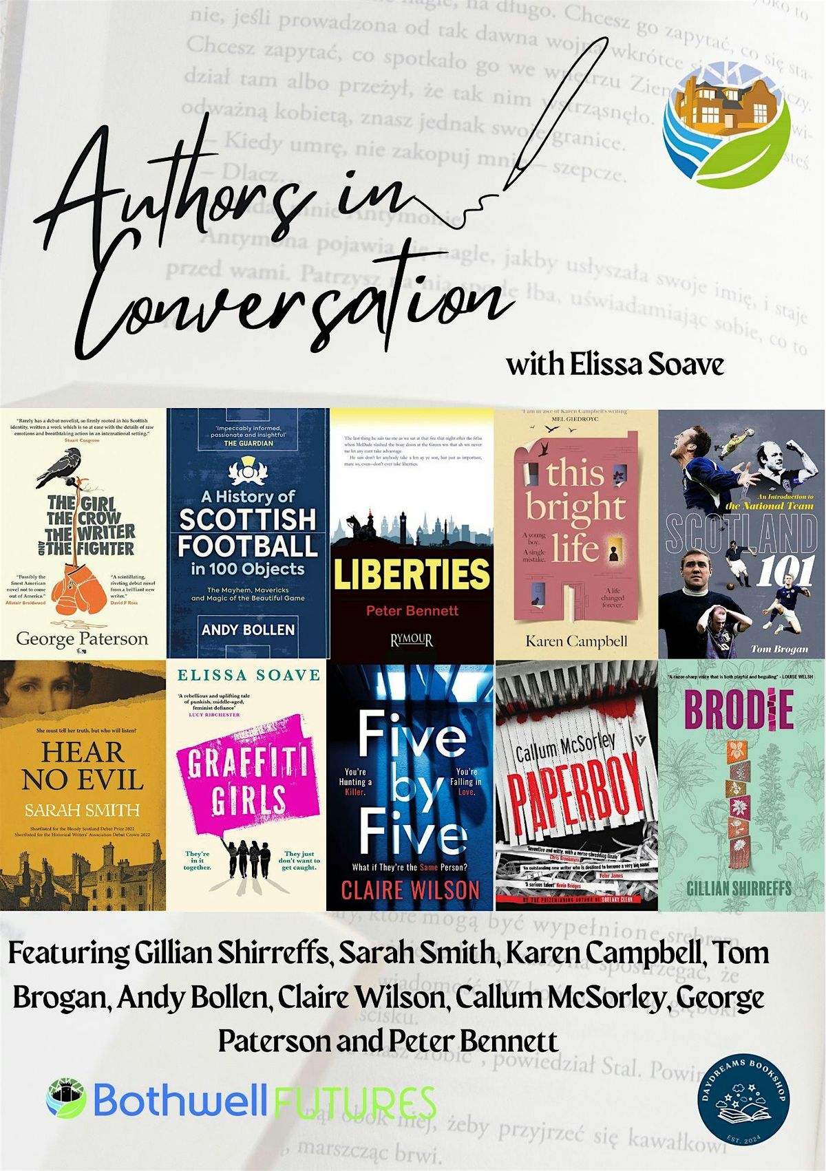 Authors in Conversation with Tom Brogan and Andy Bollen, 24 October | Event in Bothwell | AllEvents