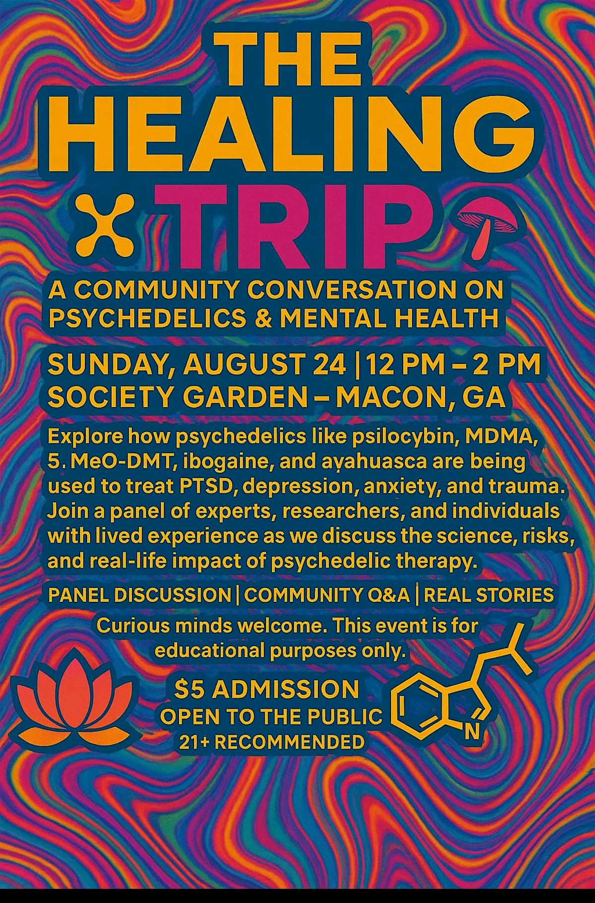 The Healing Trip- A Conversation about Psychedlics and Mental Health, 24 August | Event in Macon | AllEvents