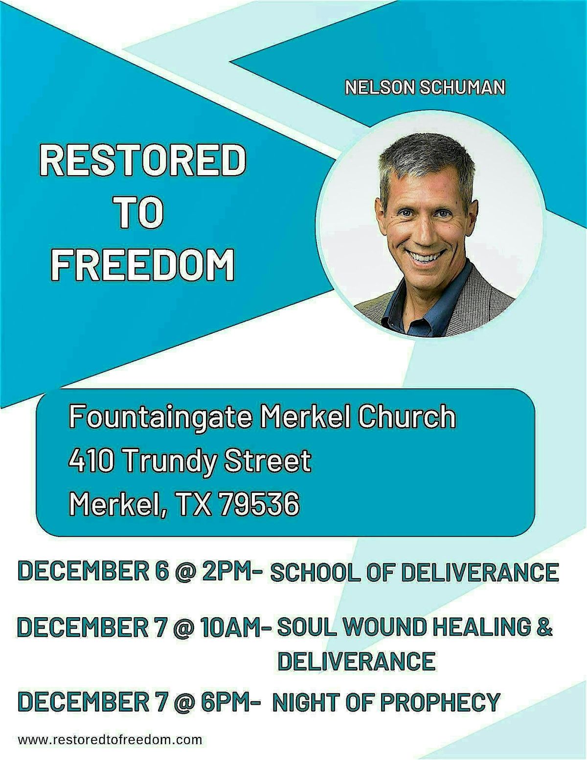 RESTORED TO FREEEDOM in Merkel, TX - Soul Wound Healing & Deliverance, 7 December | Event in Merkel | AllEvents