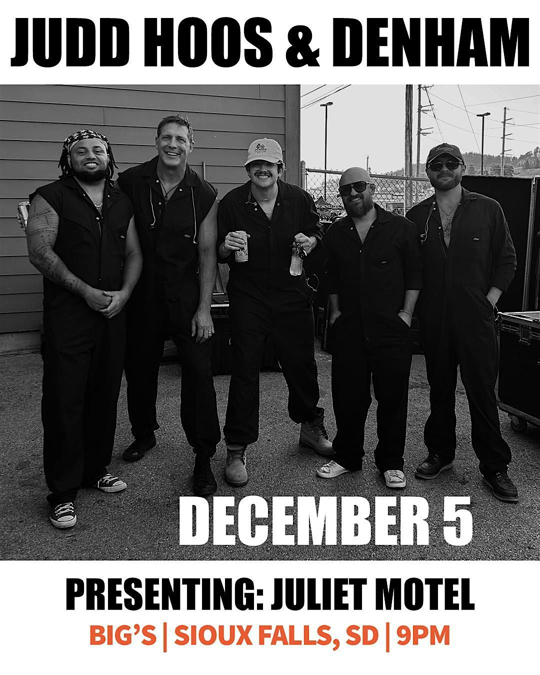 Judd Hoos and Denham  present Juliet Motel at Bigs Bar Live, 5 December | Event in Sioux Falls | AllEvents