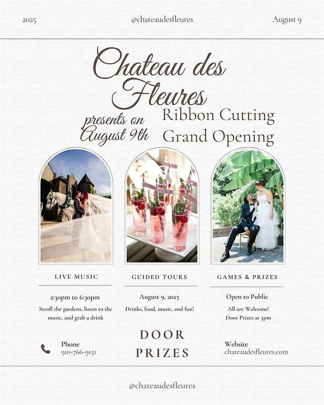 Chateau des Fleures Grand Opening, 9 August | Event in Angier | AllEvents