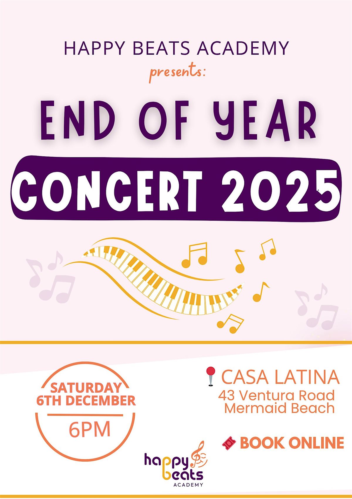 Happy Beats End of Year Concert 2025, 6 December | Event in Mermaid Beach | AllEvents