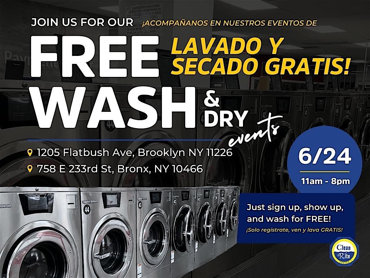 2 NYC based Clean Rite Center Locations to host FREE WASH & DRY EVENTS, 24 June | Event in Brooklyn | AllEvents