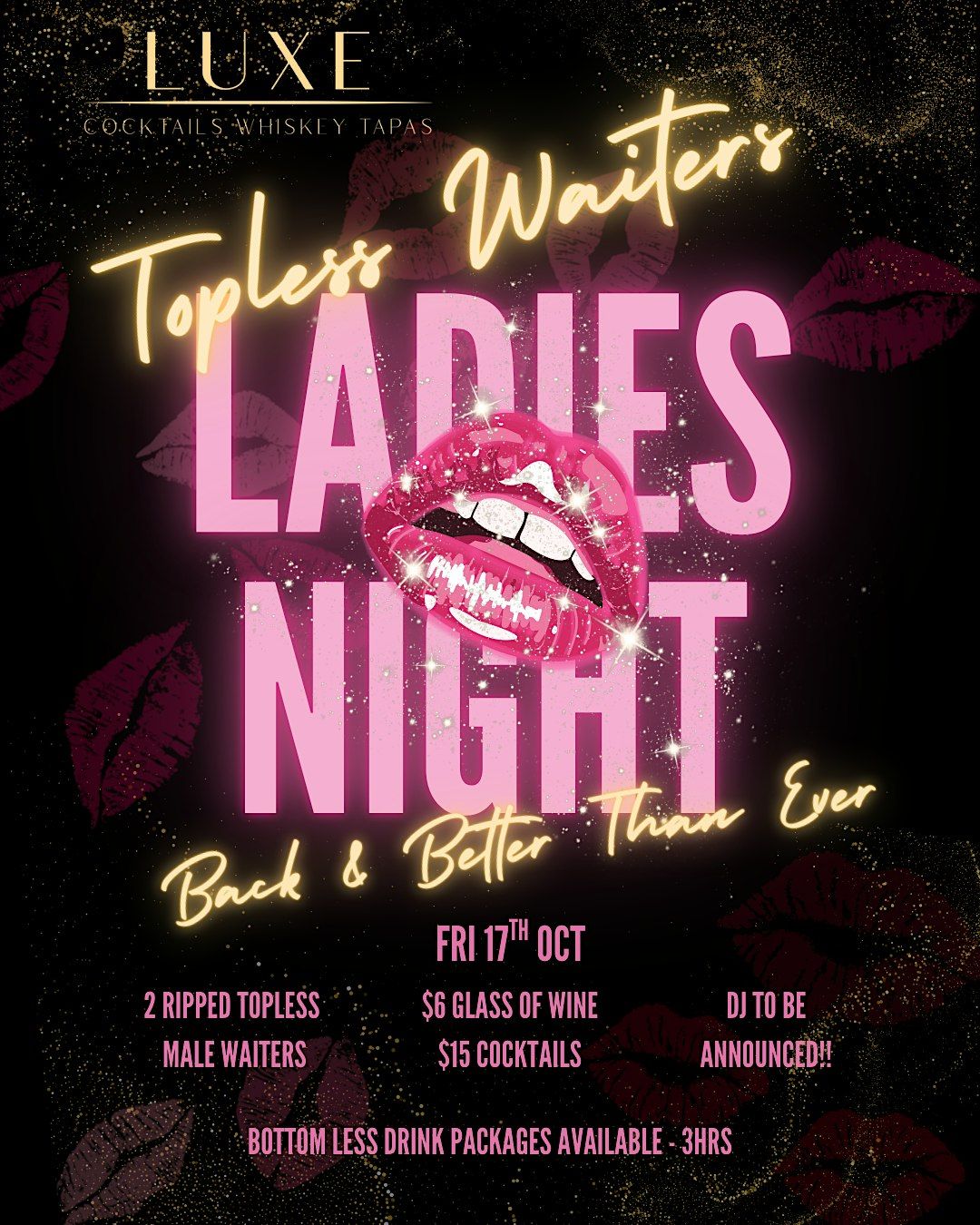 LADIES NIGHT - TOPLESS WAITERS, 17 October | Event in Windsor | AllEvents