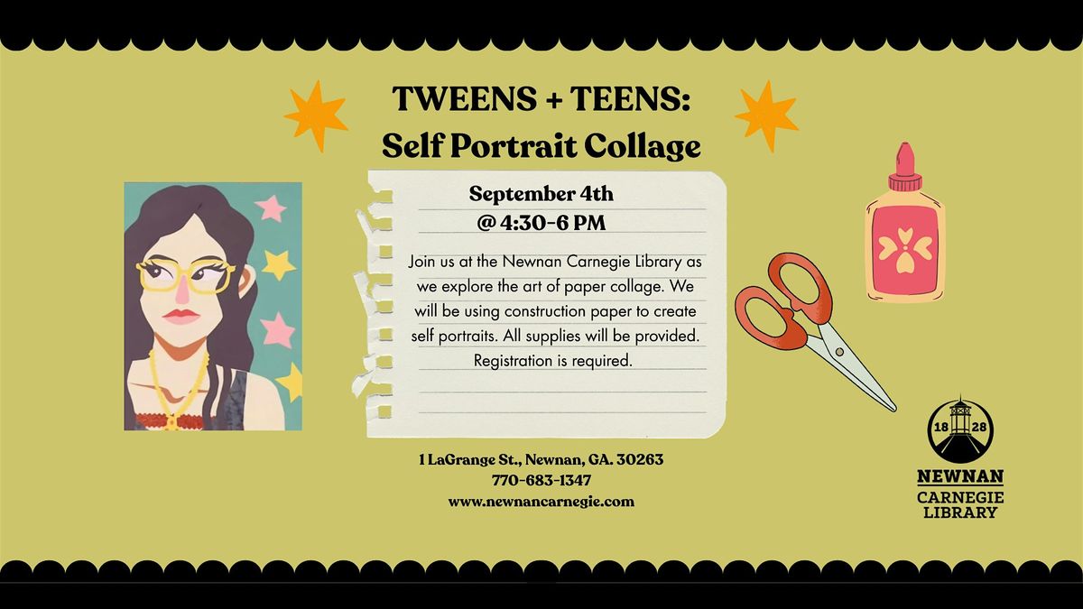 Tweens + Teens: Self Portrait Collage, 4 September | Event in Newnan | AllEvents