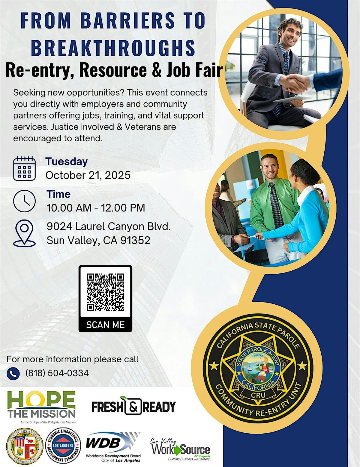 From Barriers to Breakthroughs Reentry, Resource and Job Fair, 21 October | Event in Los Angeles | AllEvents