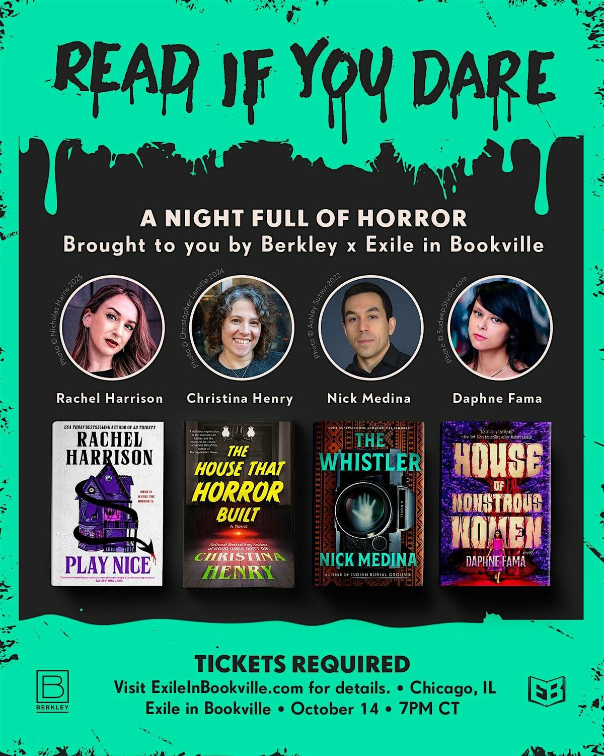 READ IF YOU DARE: A Night Full of Horror brought to you by Berkley x Exile, 15 October | Event in Chicago