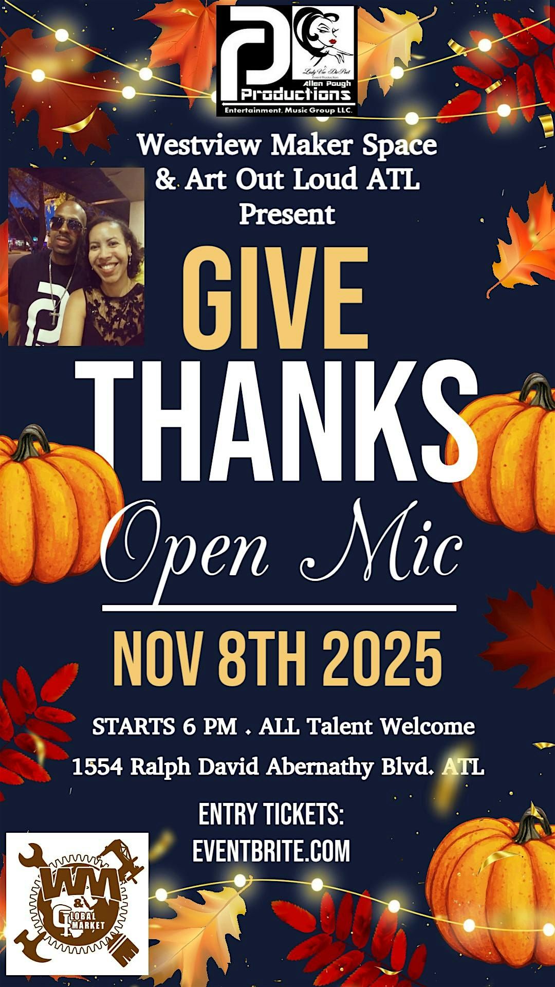 Art Out Loud Open Mic Variety Show: 'Give Thanks' Edition, 8 November | Event in Atlanta | AllEvents