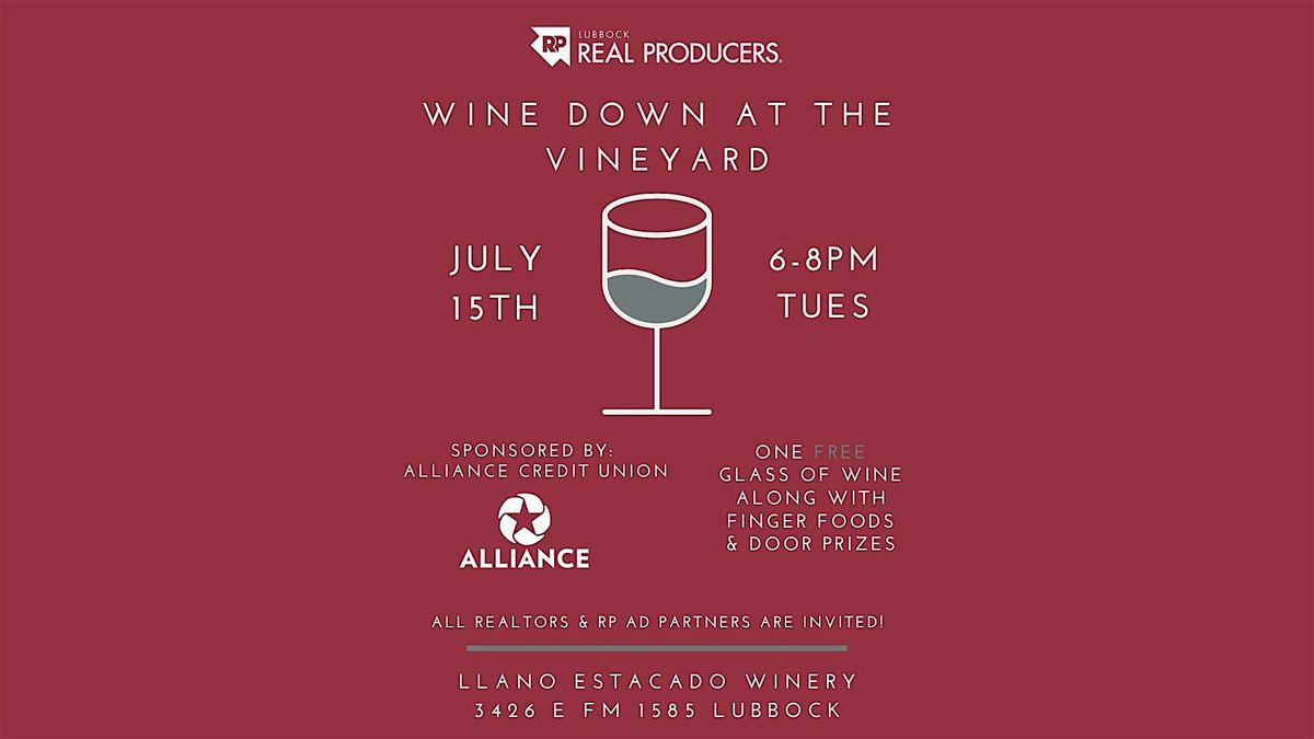 Wine Down at The Vineyard with RP, 15 July | Event in Lubbock | AllEvents