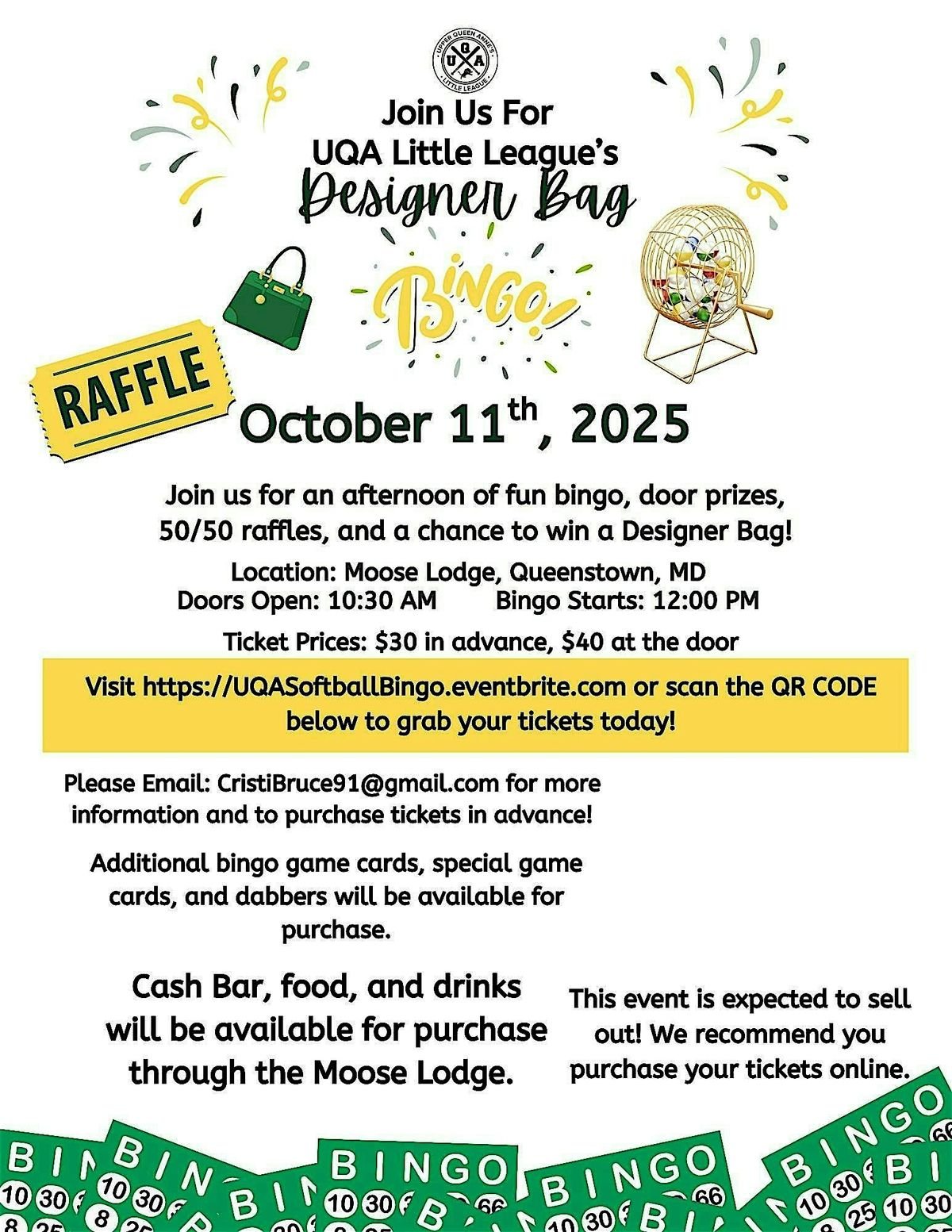 UQA Little League Designer Bag Bingo, 11 October | Event in Queenstown | AllEvents