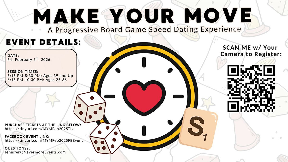 MAKE YOUR MOVE: A Progressive Board Game Speed Dating Experience, 6 February | Event in Frederick | AllEvents