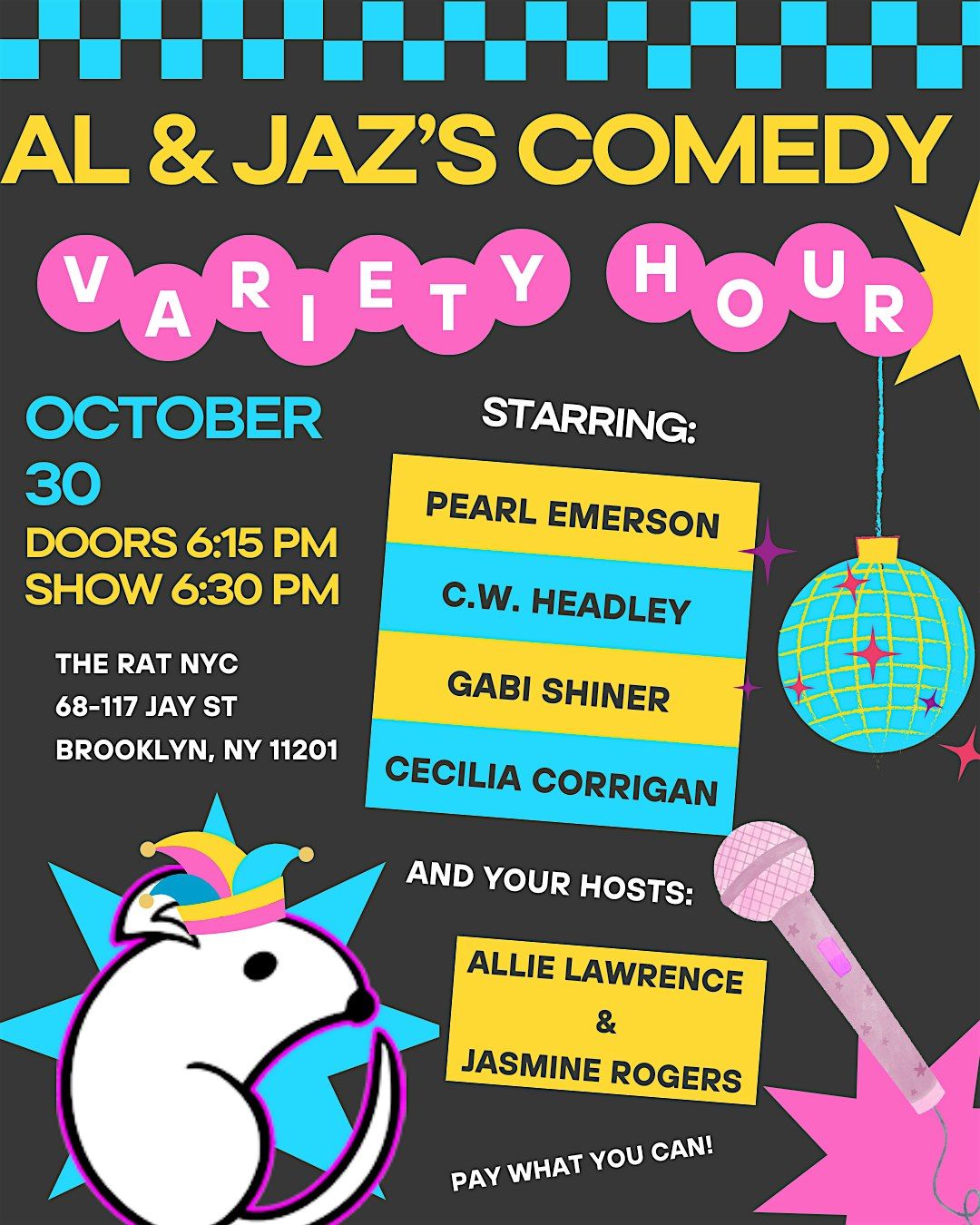 Al & Jaz's Comedy Variety Hour, 30 October | Event in Brooklyn | AllEvents