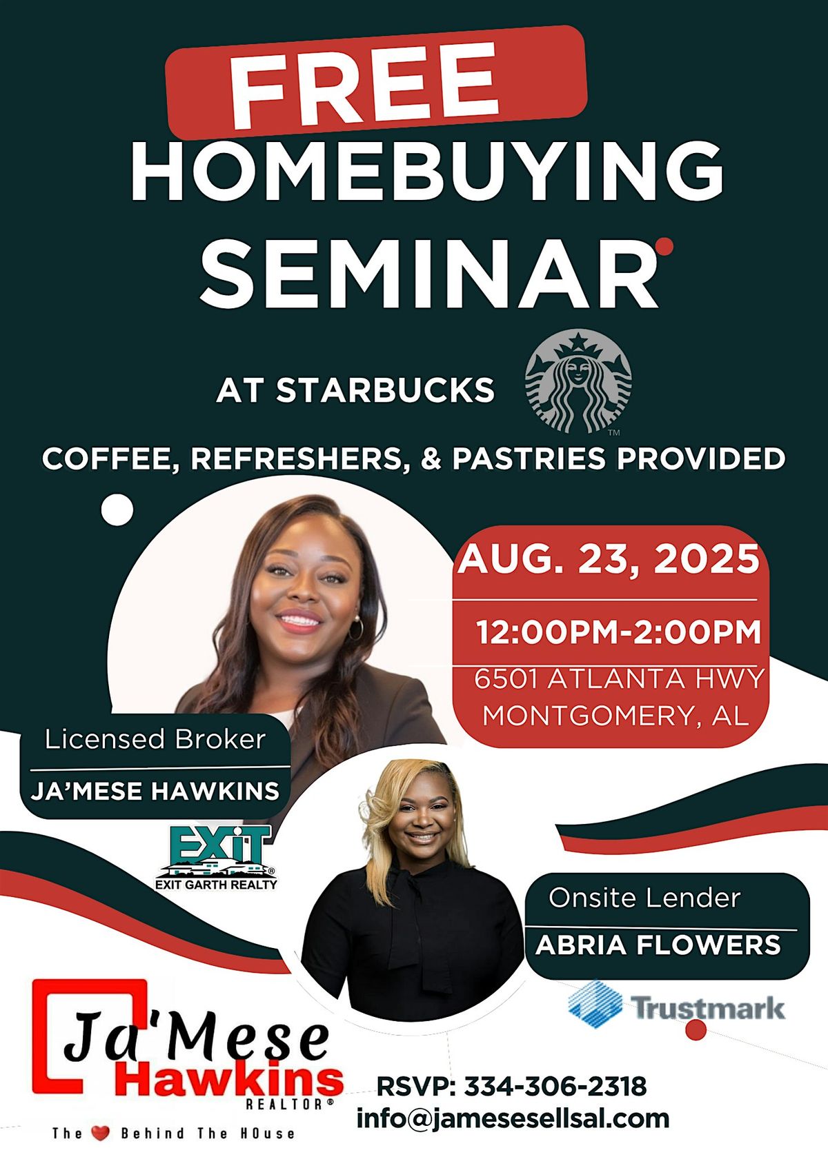 FREE HOMEBUYING SEMINAR WITH JA'MESE HAWKINS & ABRIA FLOWERS, 23 September | Event in Montgomery | AllEvents