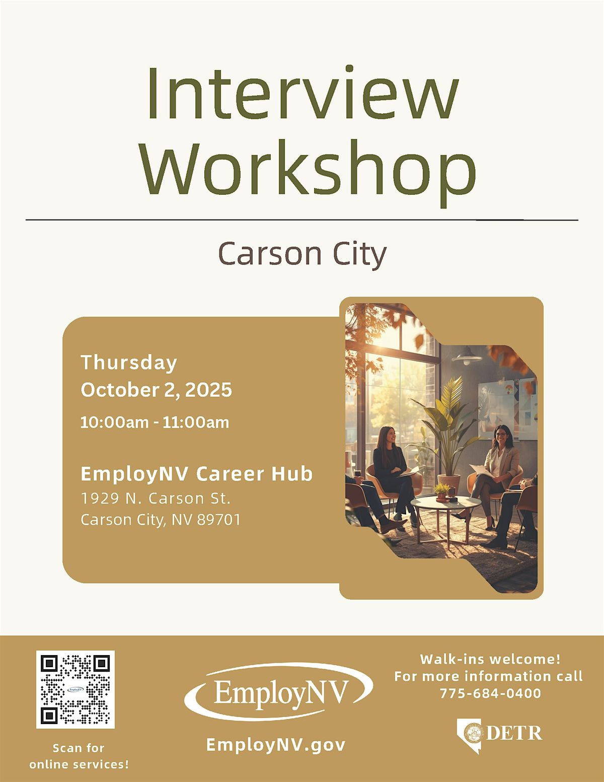 Interview Workshop, 2 October | Event in Carson City | AllEvents