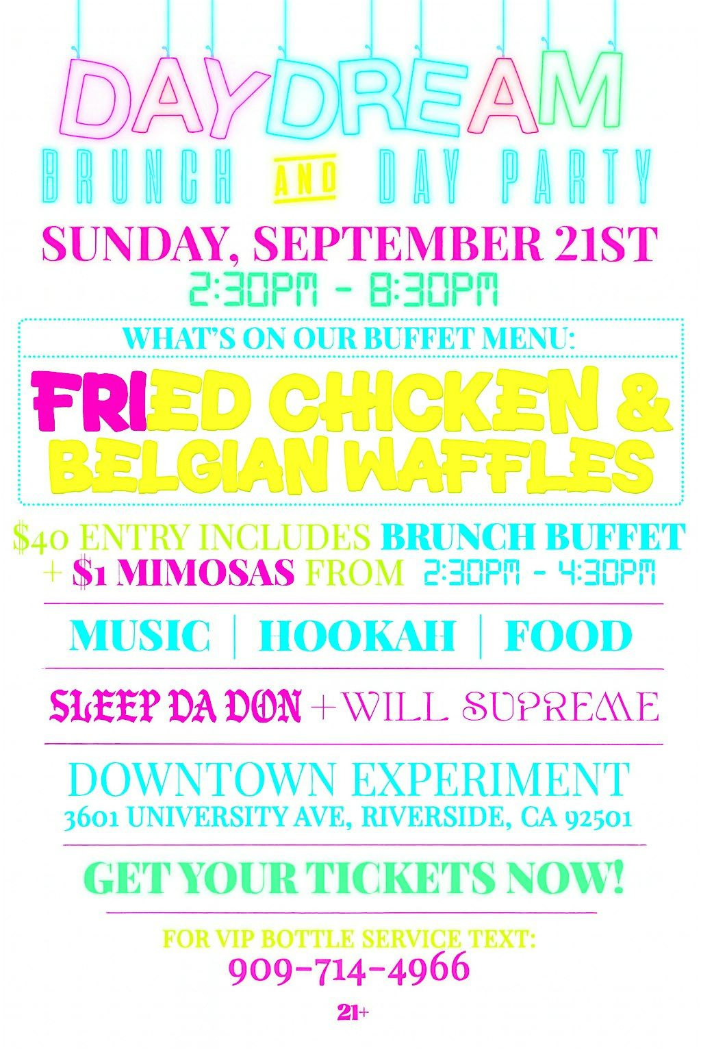 Day Dream: Brunch & Day Party at Downtown Experiment, 21 September | Event in Riverside | AllEvents