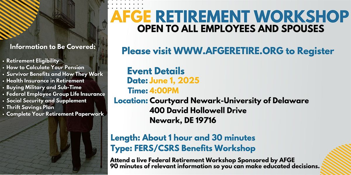 AFGE Retirement Seminar Newark - 06/01/25, 1 June | Event in Newark | AllEvents