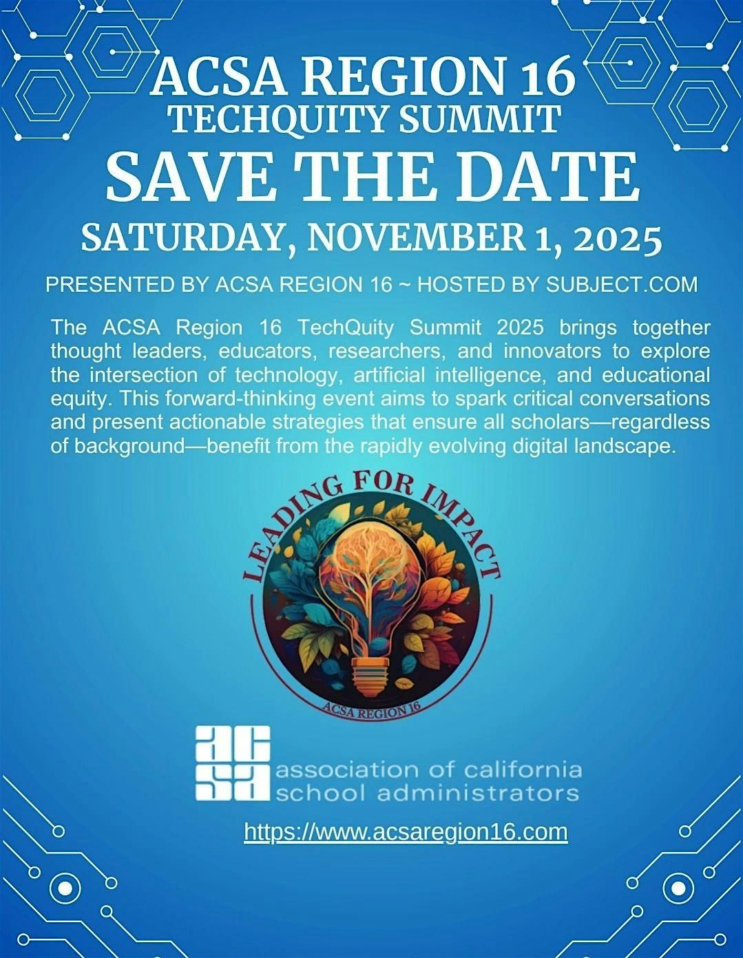 ACSA Region 16 TechQuity Summit, 1 November | Event in Beverly Hills | AllEvents