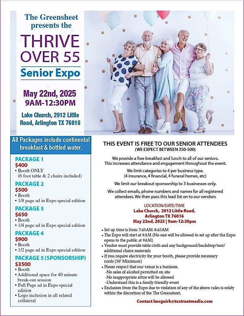 Thrive Over 55 Senior Expo, 22 May | Event in Arlington | AllEvents