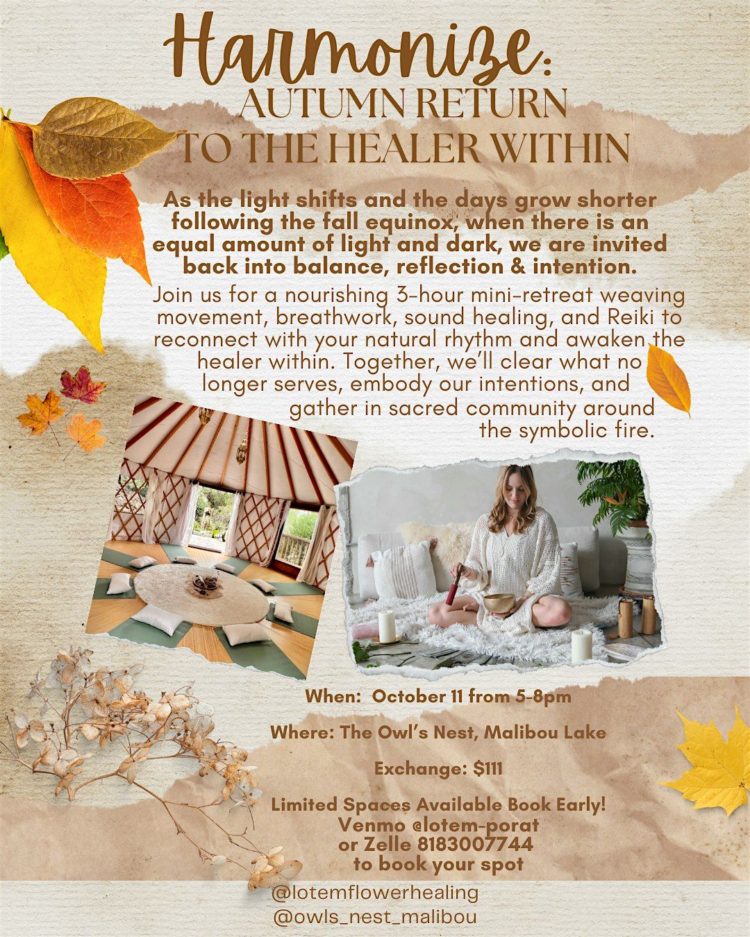 Harmonize: Autumn Return to the Healer Within, 11 October | Event in Los Angeles County | AllEvents