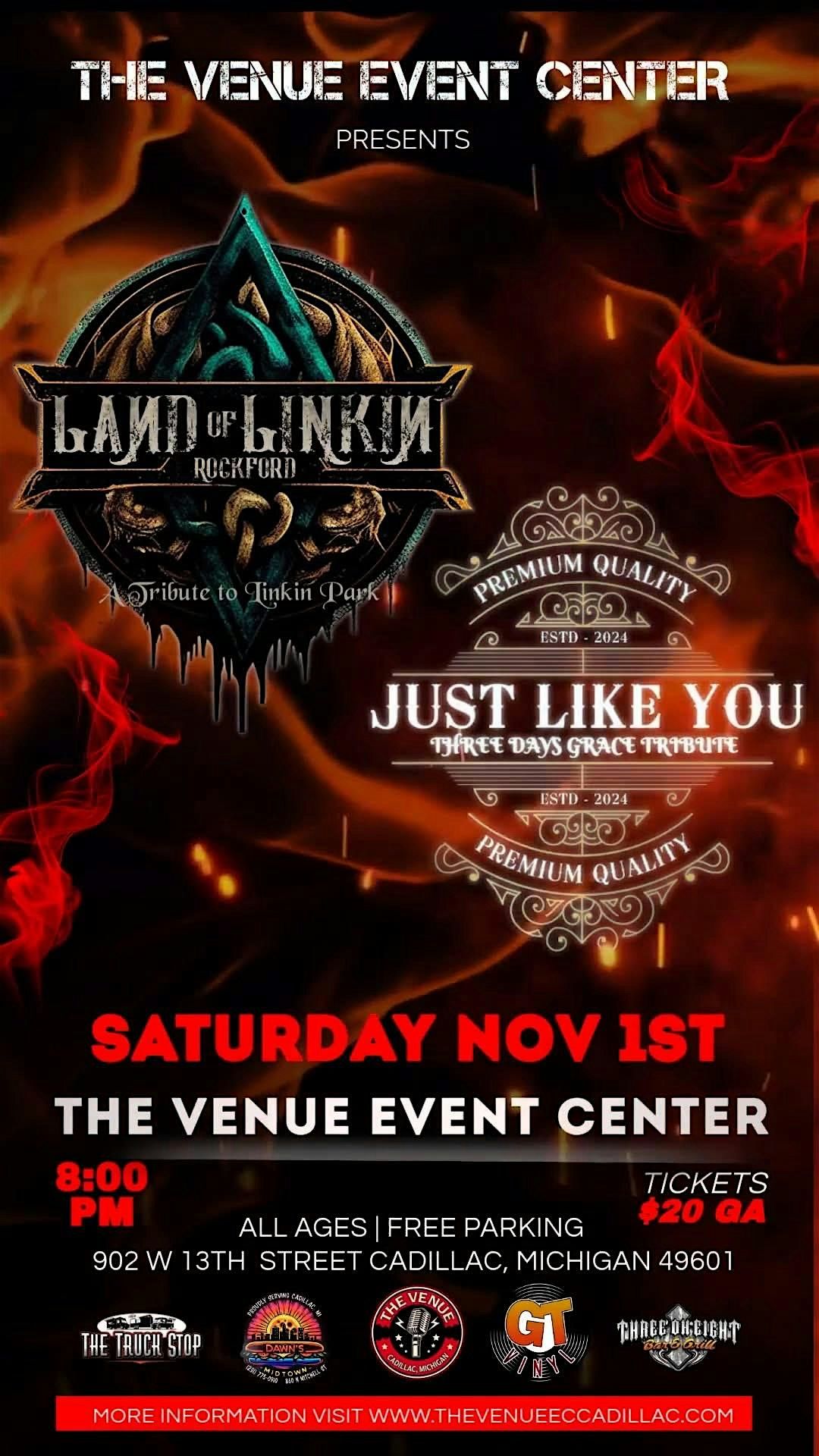 Lincoln Park and a Three days Grace Tribute, 1 November | Event in Cadillac | AllEvents