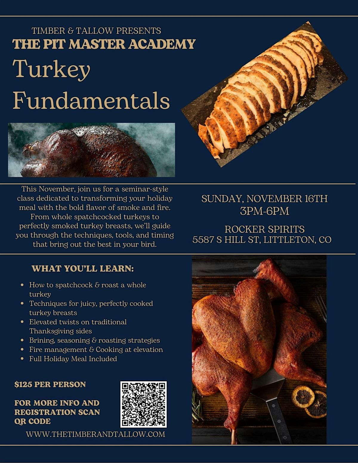 Timber & Tallow Presents The Pit Master Academy: Turkey Fundamentals, 16 November | Event in Littleton