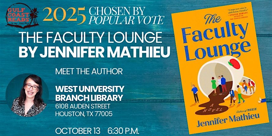 Gulf Coast Reads: An Evening with Jennifer Mathieu, 13 October | Event in Houston | AllEvents