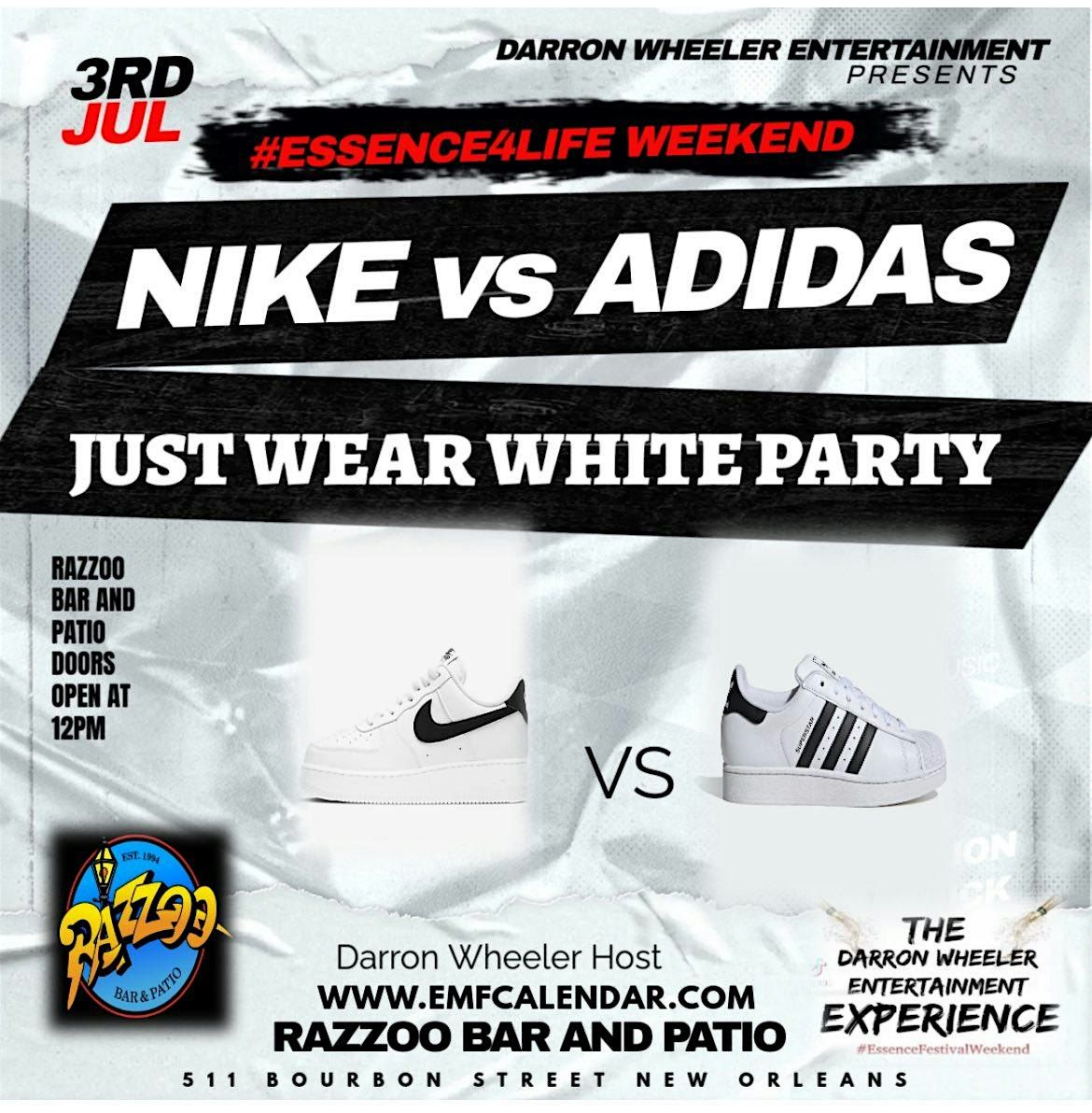 NIKE vs ADIDAS The JUST WEAR WHITE Party, 3 July | Event in New Orleans | AllEvents