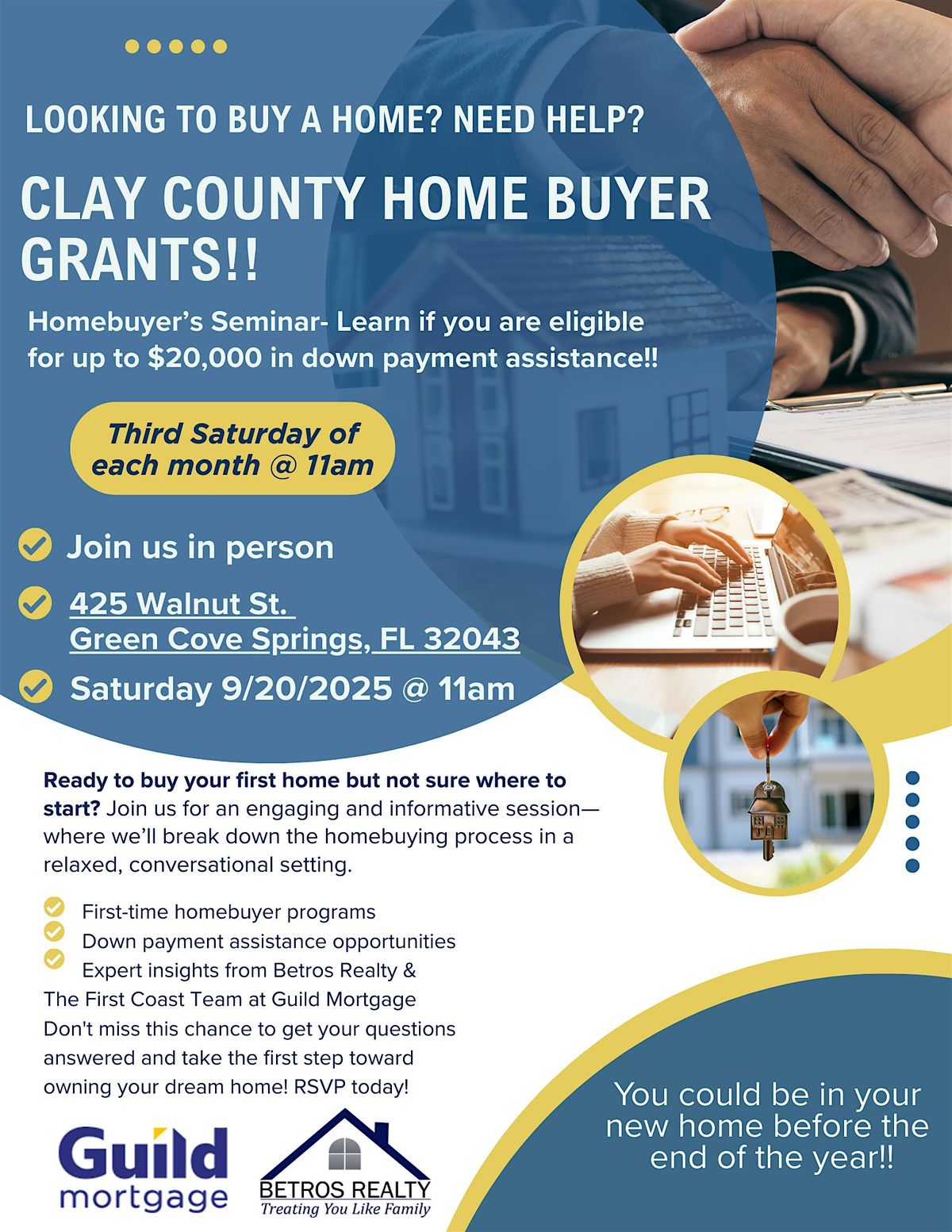 Want to Buy a House? Need Help? Florida Home Buyer Grants!  Learn How!, 20 September | Event in Green Cove Springs