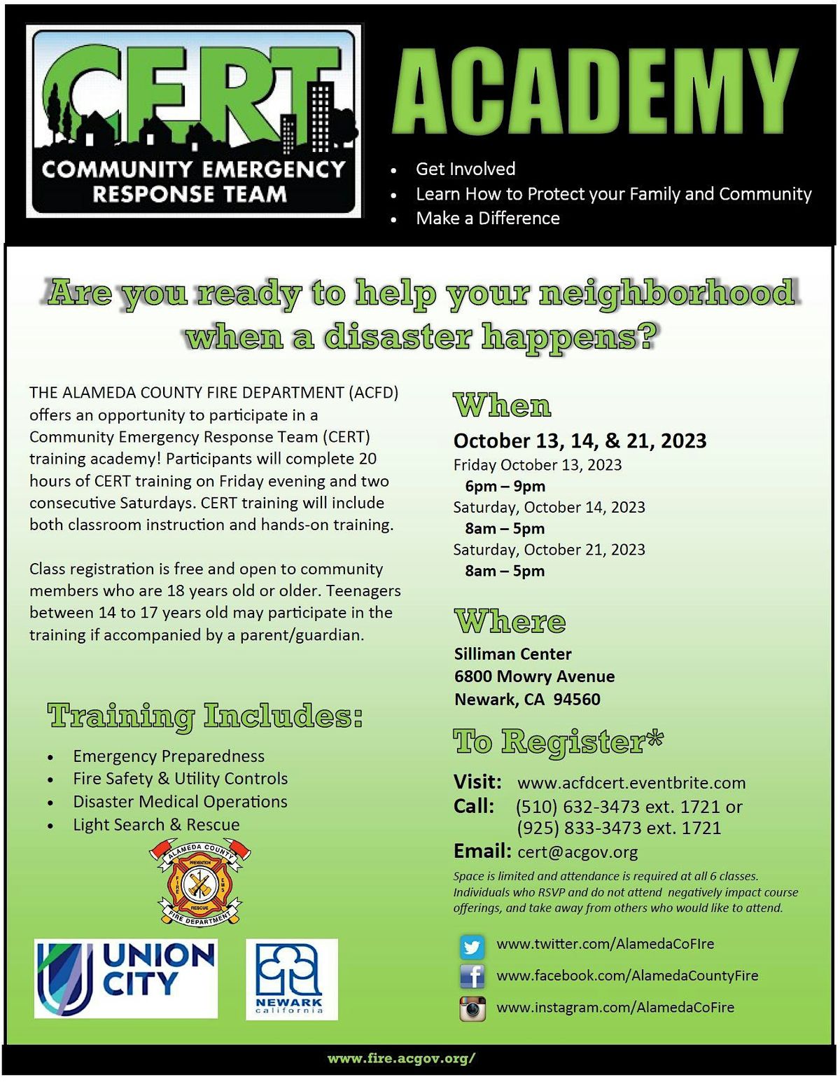 Community Emergency Response Team (CERT) Academy - San Leandro, 29 May | Event in San Leandro | AllEvents