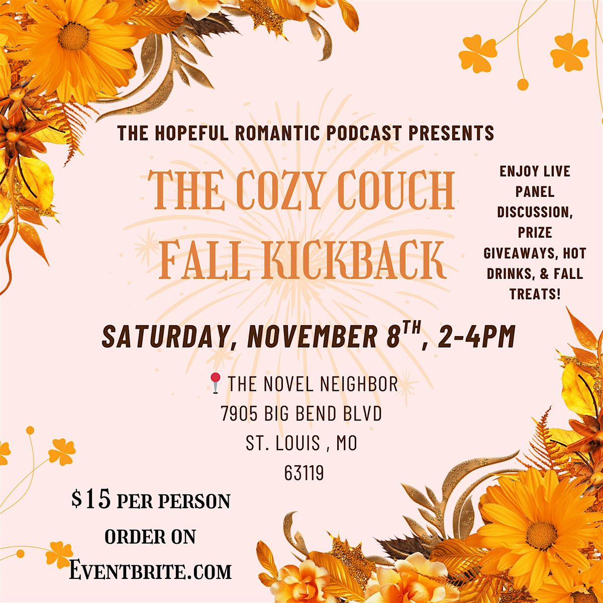 The Hopeful Romantic’s Cozy Couch Fall Kickback, 8 November | Event in Webster Groves | AllEvents