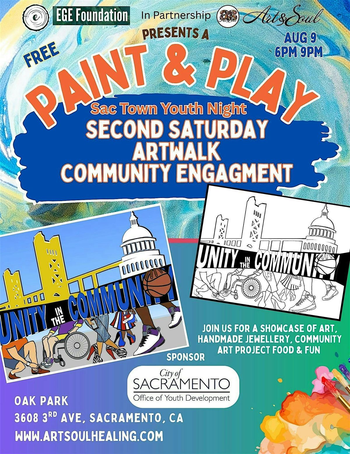 SacTownYouthNights - Paint & Play Second Saturday Artwalk For Community, 9 August | Event in Sacramento