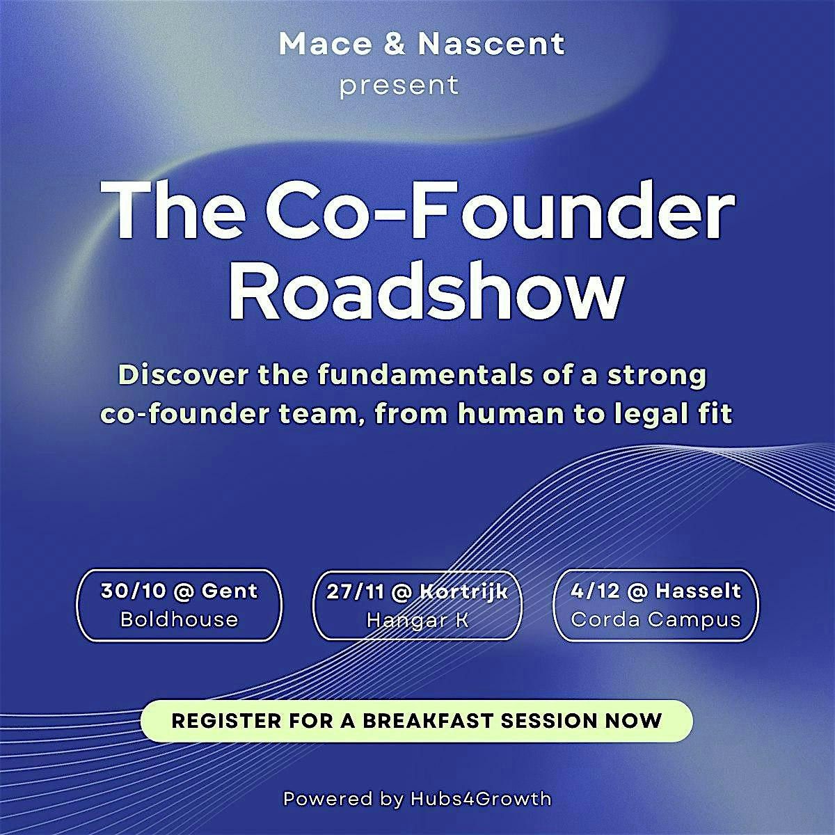The Co-Founder Roadshow  | Hasselt Stage @ Corda, 4 December | Event in Hasselt | AllEvents
