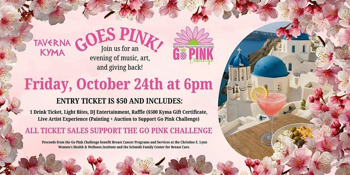Go Pink Challenge Party at Taverna Kyma, 24 October | Event in Boca Raton | AllEvents