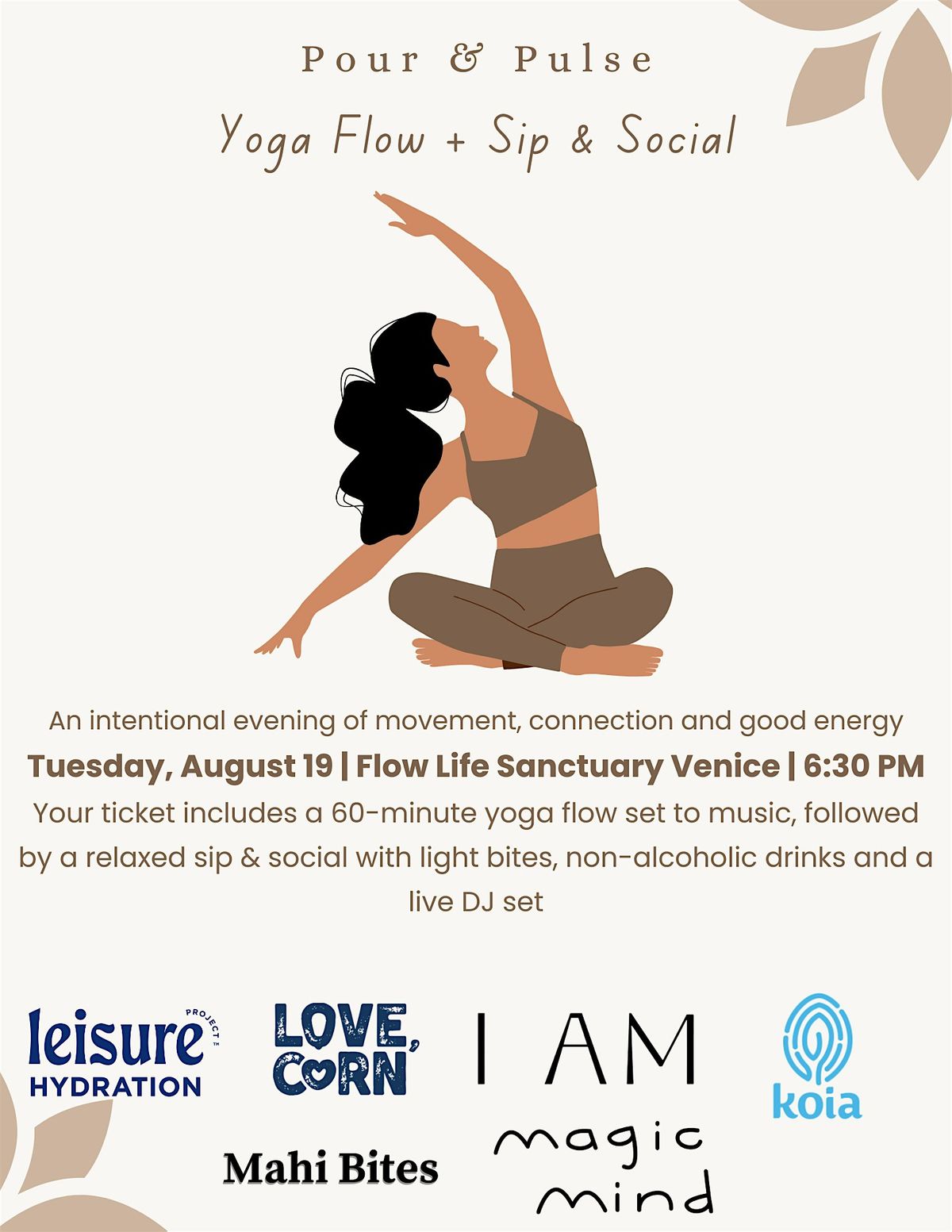 Yoga Flow + Sip & Social, 19 August | Event in Los Angeles | AllEvents