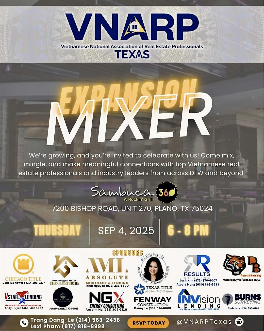 VNARP TEXAS EXPANSION MIXER, 4 September | Event in Plano | AllEvents