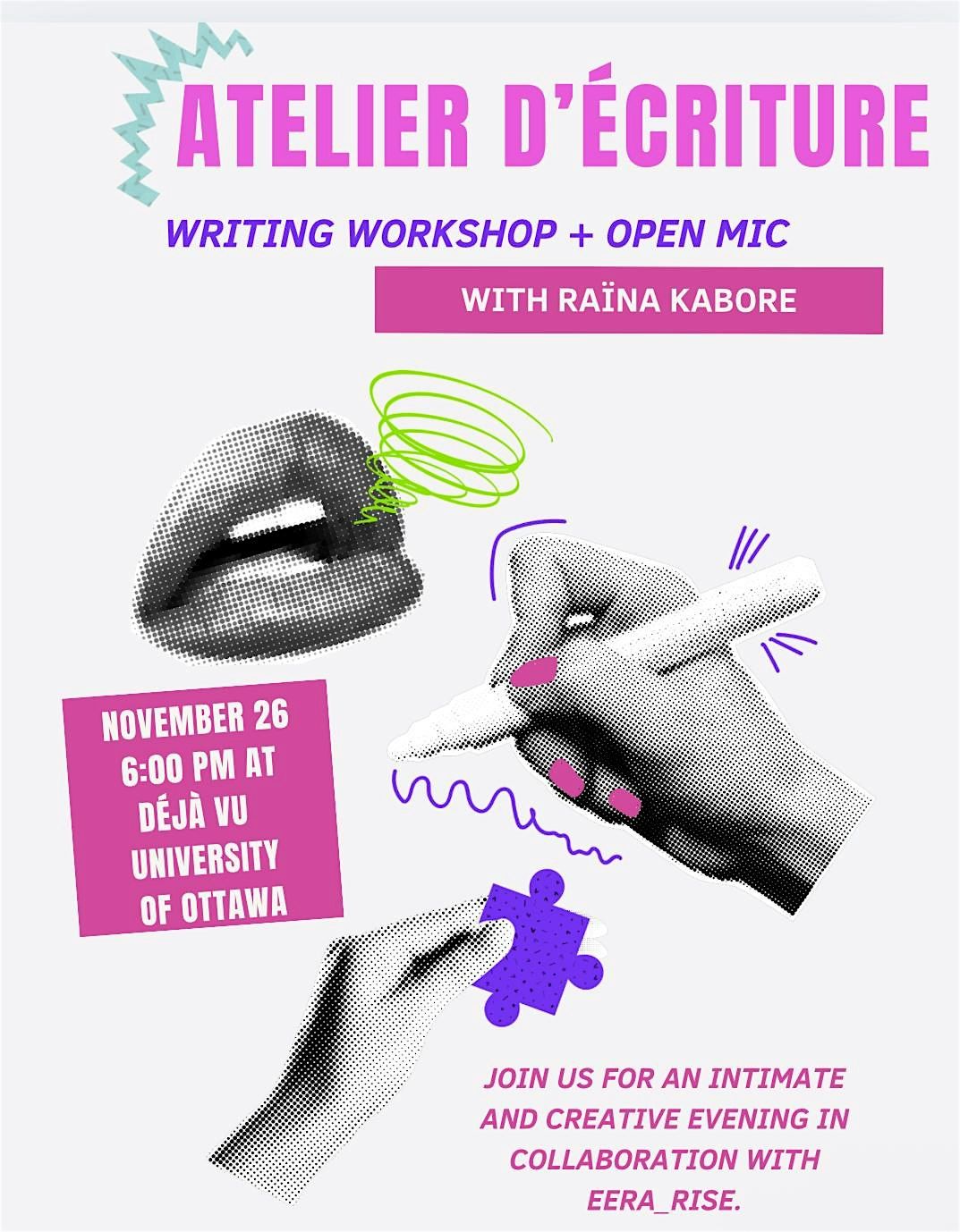 Writing Workshop + Open Mic, 26 November | Event in Ottawa | AllEvents