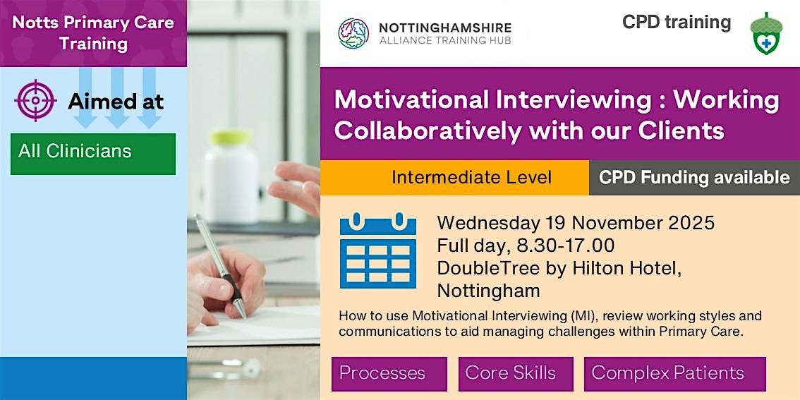 Motivational Interviewing : Working Collaboratively with our Clients, 19 November | Event in Nottingham | AllEvents