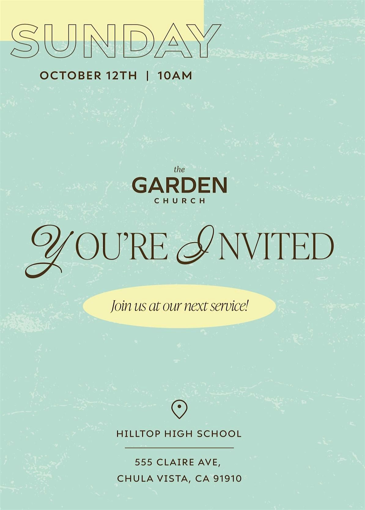 The Garden Church Sunday Gathering – A Place of Hope & Community, 12 October | Event in Chula Vista
