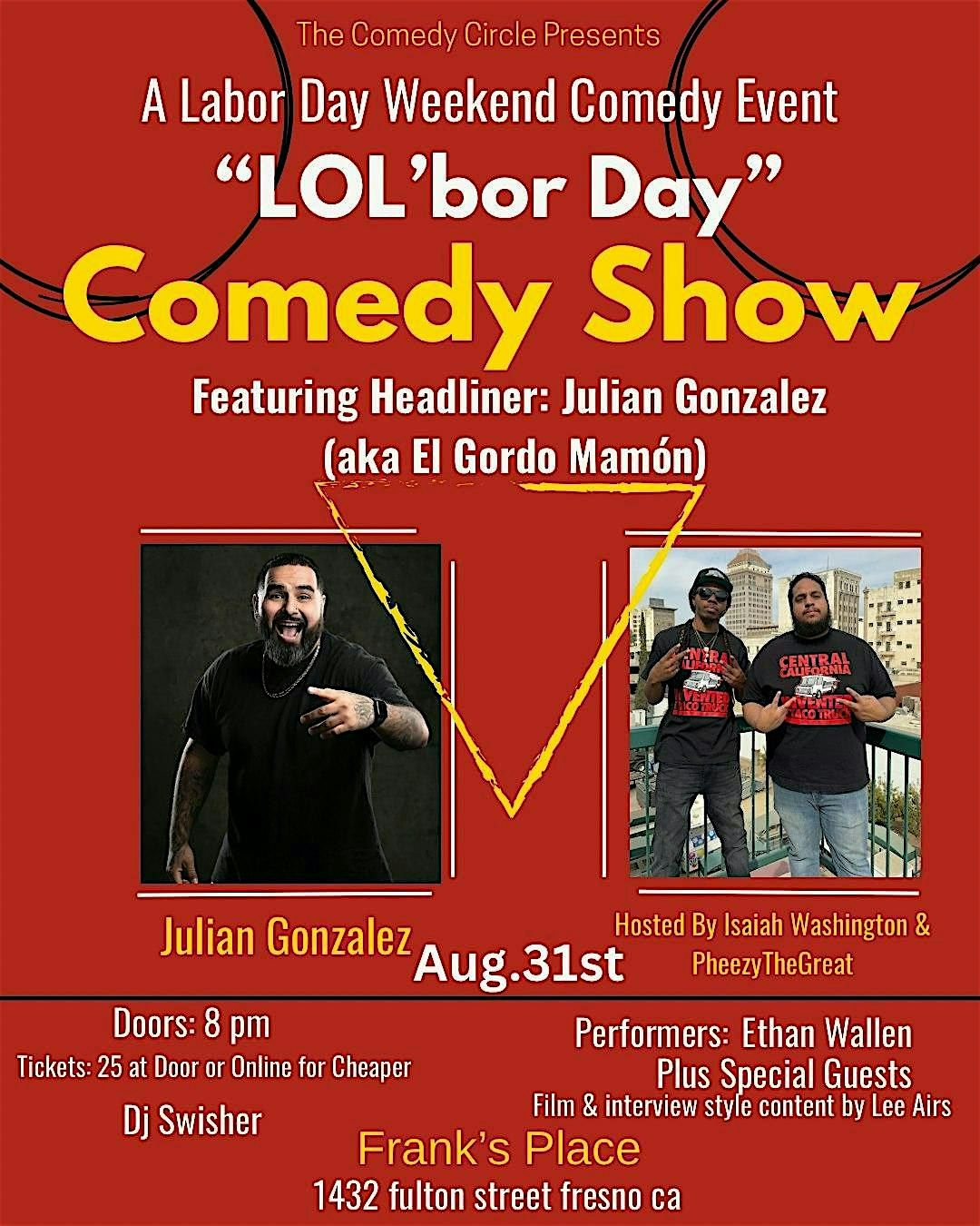 LOL’bor Day – A Labor Day Weekend Comedy Show, 31 August | Event in Fresno | AllEvents