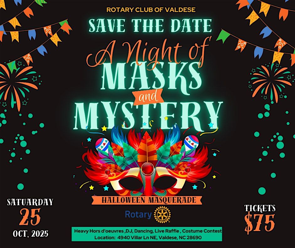 Halloween Masquerade - Valdese Rotary Fundraiser, 25 October | Event in Valdese | AllEvents