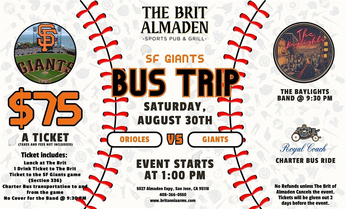 The Brit of Almaden's SF Giants Bus Trip, 30 August | Event in San Jose | AllEvents