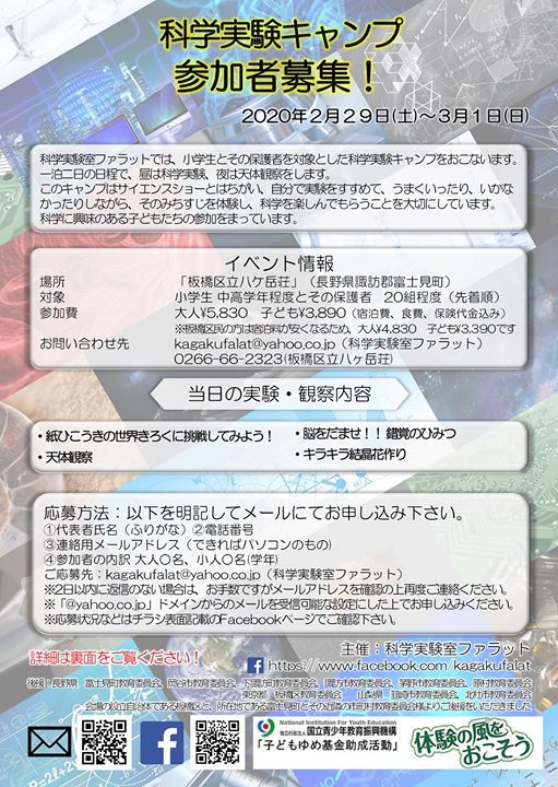 科学実験キャンプ Pin板橋区立八ヶ岳荘 Chino February 29 To March 1 Allevents In